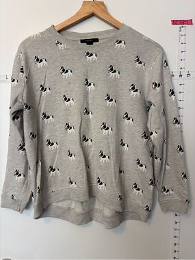 Forever 21 Men's Light Gray French Bulldog Crewneck Sweatshirt